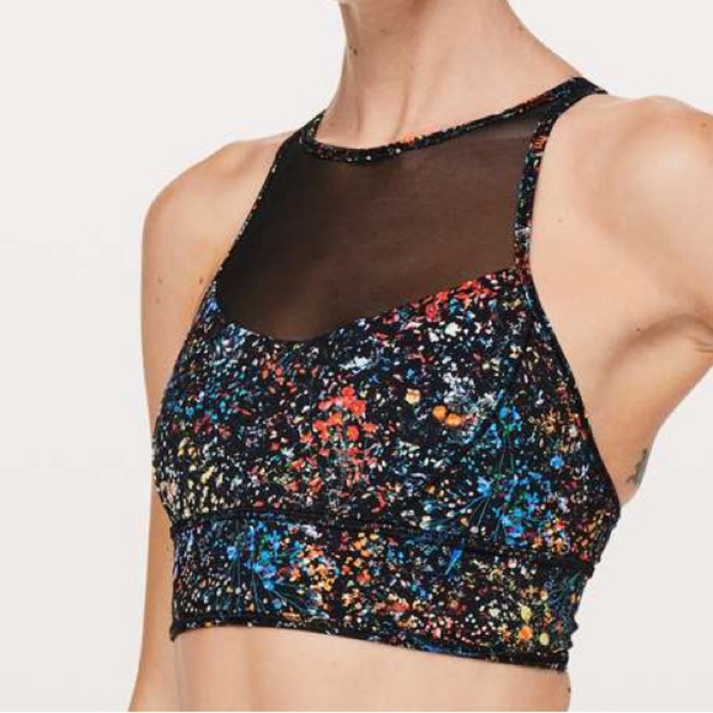 Lululemon Wake & Train Long Line Bra Women's Multicolor Mesh Sports Bra